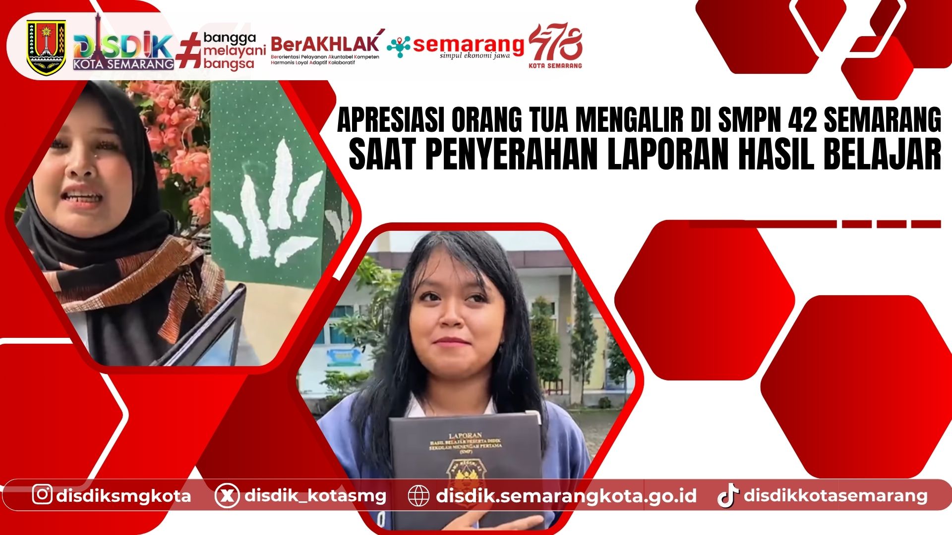 Apresiasi Orang Tua Mengalir di SMPN 42 Semarang Saat Penyerahan Laporan Hasil Belajar